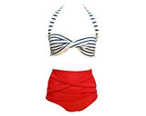 Retro Halter Neck Bikini Set