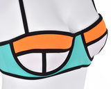 Spaghetti Strap Series Color Block Bikini Set - Mint