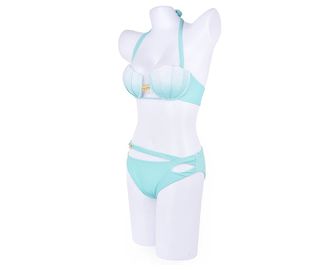 Shell Design Bra Halter Bikini Set - Green