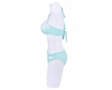 Shell Design Bra Halter Bikini Set - Green