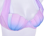 Purple Color Shell Design Bra Halter Bikini Set - A