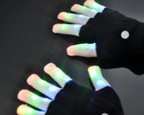 2 Pcs 6 Modes LED Flashing Finger Lighting Gloves - Black