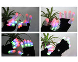 2 Pcs 6 Modes LED Flashing Finger Lighting Gloves - Black