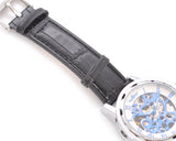 Men's PU Leather Skeleton Mechanical Sport Army Wrist Watch