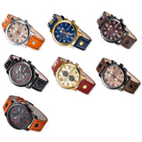 CURREN Army Numerals Round Dial Men Watch with Leather Band