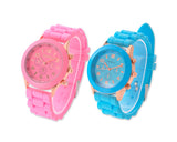 2 Pcs Geneva Silicone Quartz Analog Unisex Sport Wrist Watch