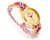 6 Pcs Women Ethnic Knitted Weaved Bracelet Quartz Dial Wrist Watch Set