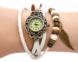 Retro Women Angel Wing Leather Bracelet Watch