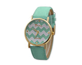 2Pcs Geneva Women Ladies Chevron Style Leather Wrist Watch