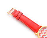 2Pcs Geneva Women Ladies Chevron Style Leather Wrist Watch