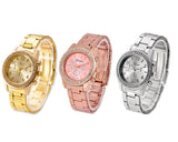 Geneva Women Classic Round CZ Quartz Alloy Band Watch