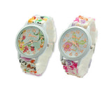 2 Pcs Geneva Nice Flower Silicone Analog Quartz Women Wrist Watches