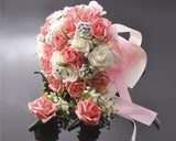 24 Pcs Bridal Wedding Flowers Bouquet - White Pink