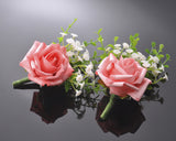 24 Pcs Bridal Wedding Flowers Bouquet - White Pink