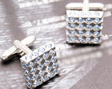 Sparkle Square Bling Swarovski Crystal Cufflinks