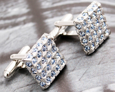 Sparkle Square Bling Swarovski Crystal Cufflinks