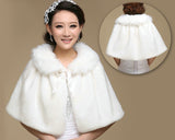 Ribbon White Bridal Faux Fur Wedding Wrap