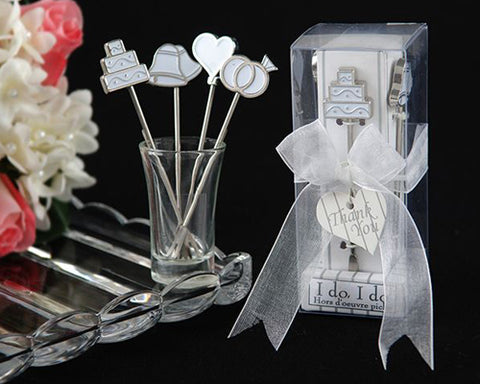 4 Pcs Sweet Heart Stainless Steel Wedding Favors Fruit Fork Set