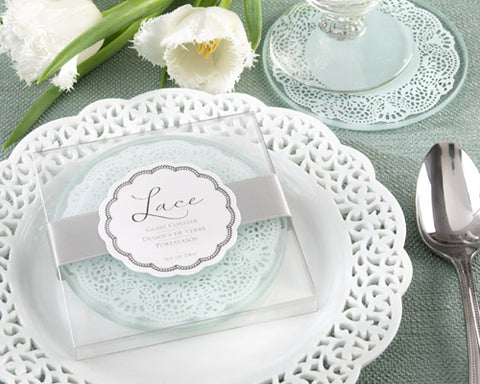 Wedding Favors Frosted Lace Glass Coasters