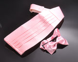 Men Wedding Satin Bow Tie and Cummerbund Set